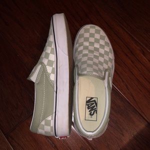olive green checkered vans